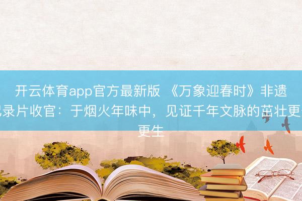 开云体育app官方最新版 《万象迎春时》非遗记录片收官：于烟火年味中，见证千年文脉的茁壮更生