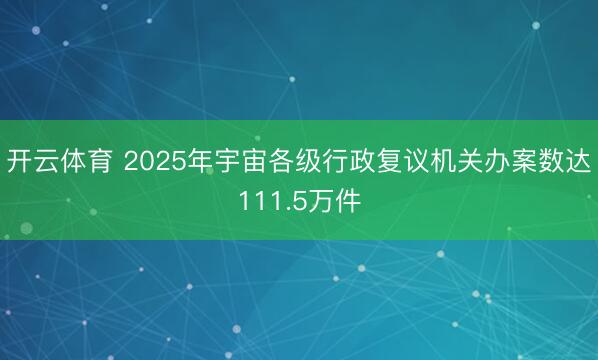 开云体育 2025年宇宙各级行政复议机关办案数达111.5万件