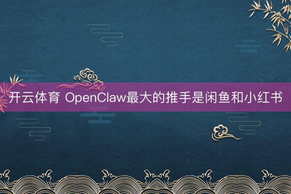 开云体育 OpenClaw最大的推手是闲鱼和小红书