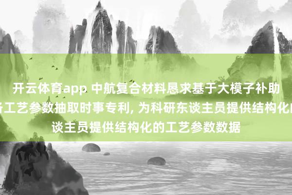 开云体育app 中航复合材料恳求基于大模子补助的复合材料制备工艺参数抽取时事专利， 为科研东谈主员提供结构化的工艺参数数据