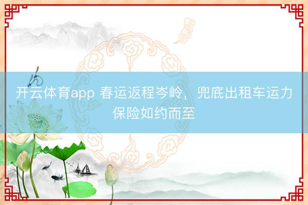 开云体育app 春运返程岑岭，兜底出租车运力保险如约而至