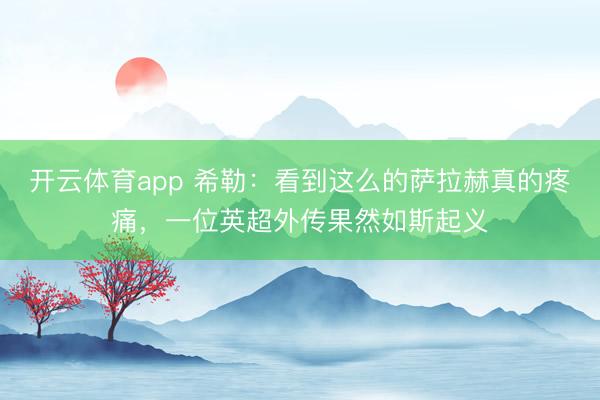 开云体育app 希勒：看到这么的萨拉赫真的疼痛，一位英超外传果然如斯起义