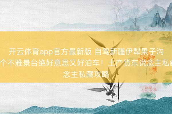 开云体育app官方最新版 自驾新疆伊犁果子沟，这4个不雅景台绝好意思又好泊车！土产货东说念主私藏攻略