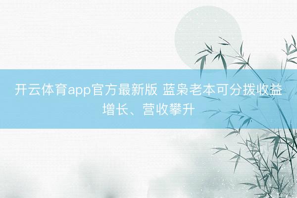 开云体育app官方最新版 蓝枭老本可分拨收益增长、营收攀升